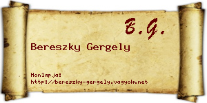Bereszky Gergely névjegykártya